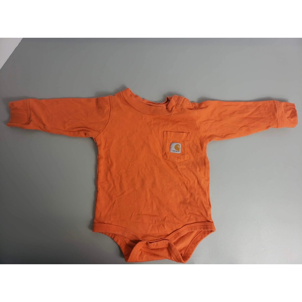 Carhartt Kids 6M Orange Long Sleeve Pocket Bodysuit TK6306-B Safety Workwear